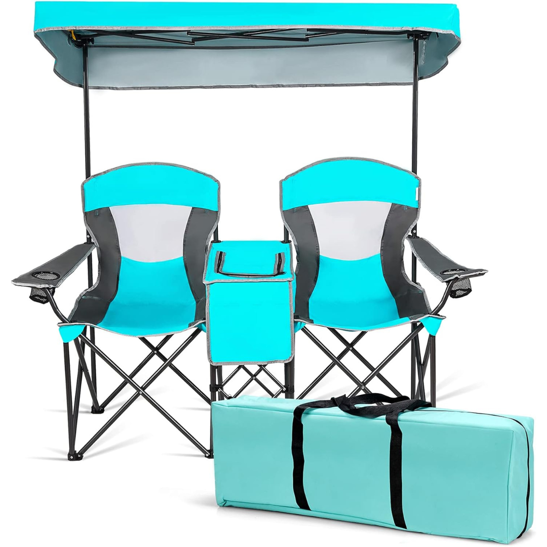 Double Camping Chair w/Shade Canopy