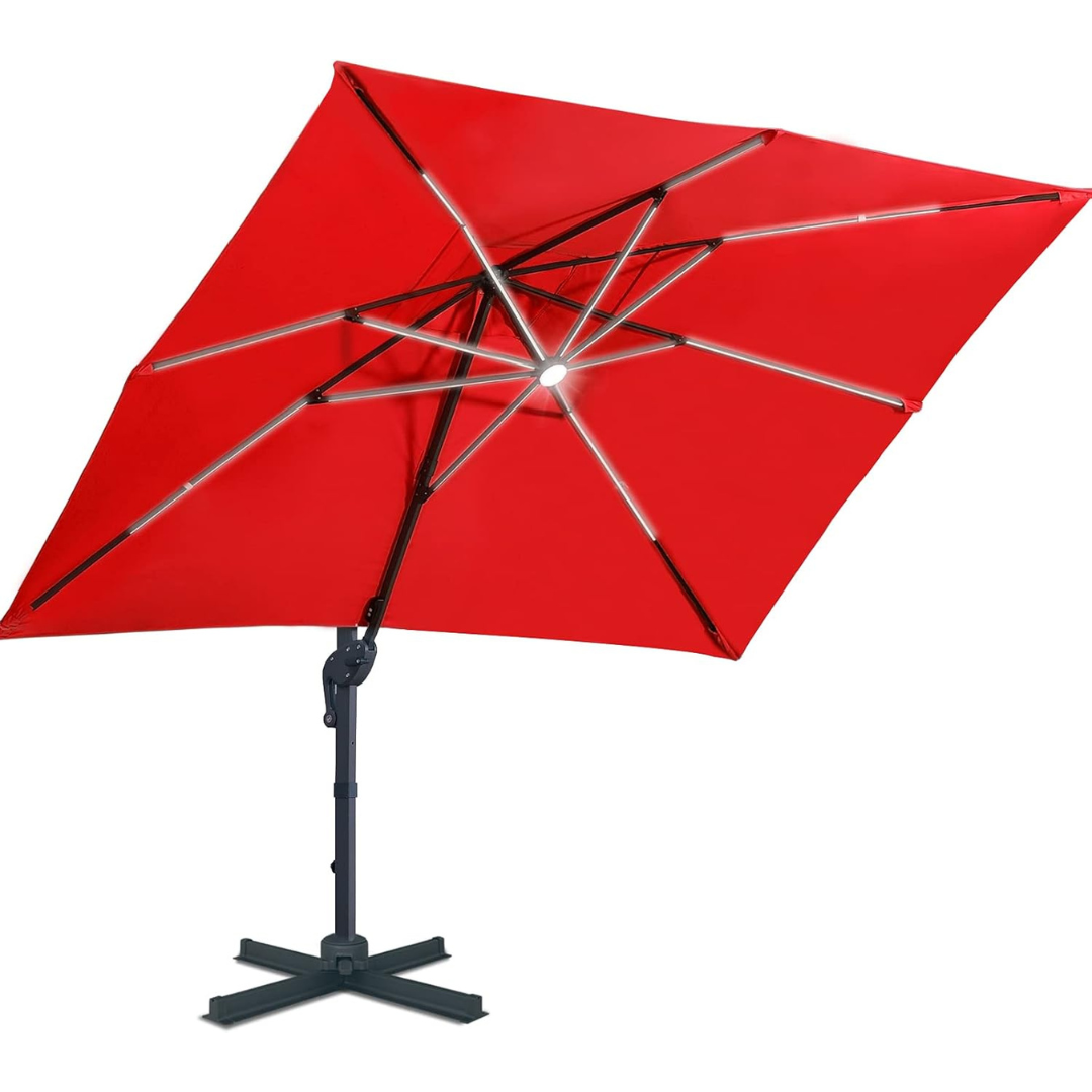 LED Solar Patio Umbrella -360°Rotation