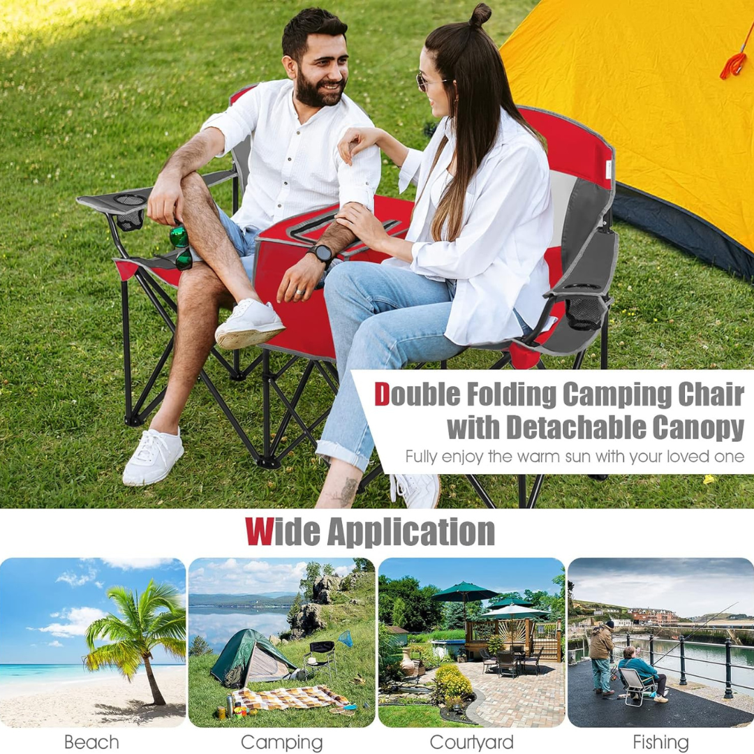 Double Camping Chair w/Shade Canopy