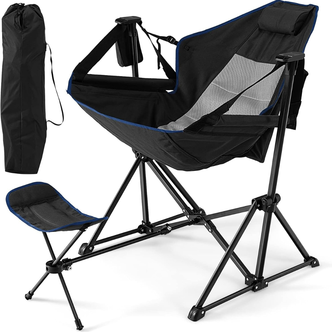 Folding Swing Chair with Retractable Footrest