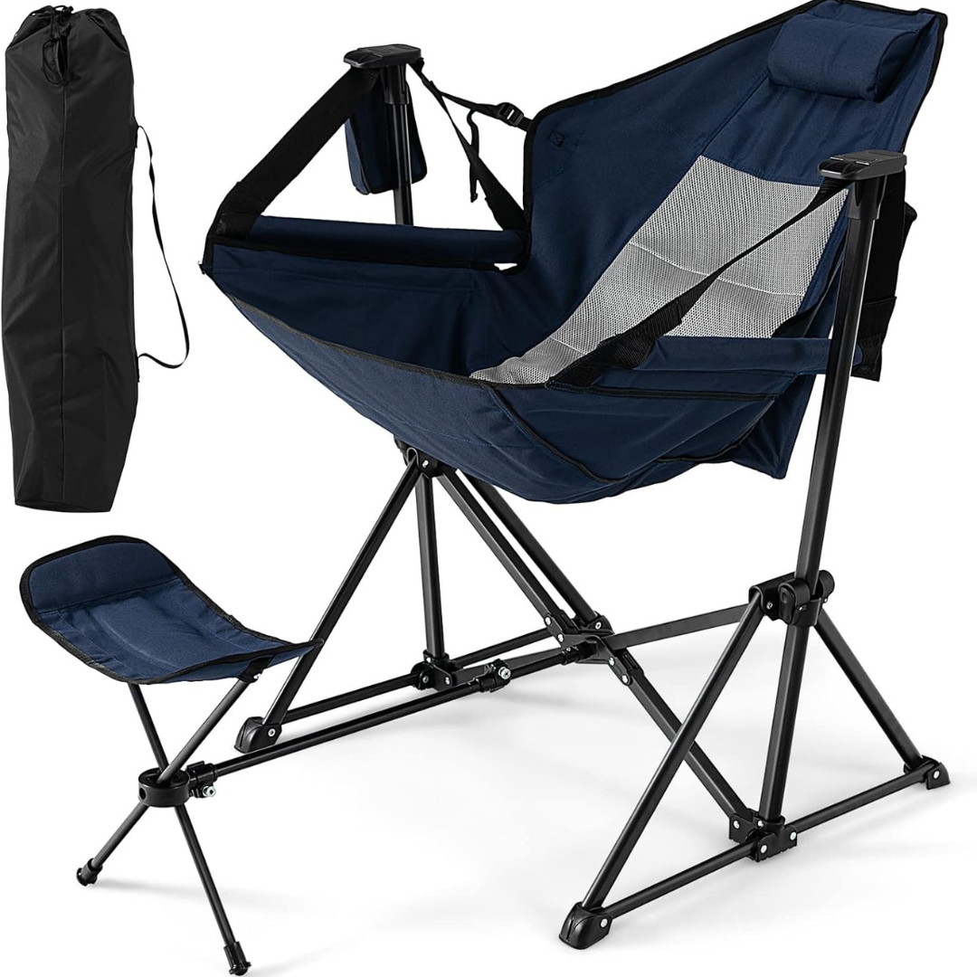 Folding Swing Chair with Retractable Footrest