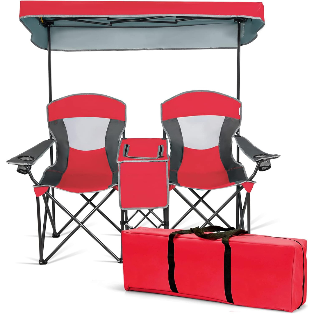 Double Camping Chair w/Shade Canopy