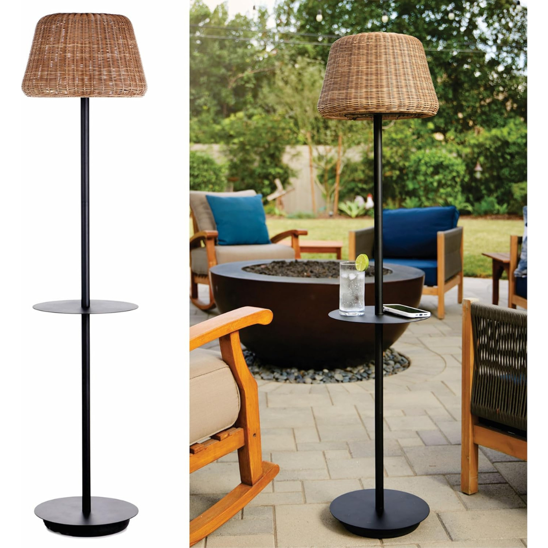 Solar Outdoor Floor Lamp with Table