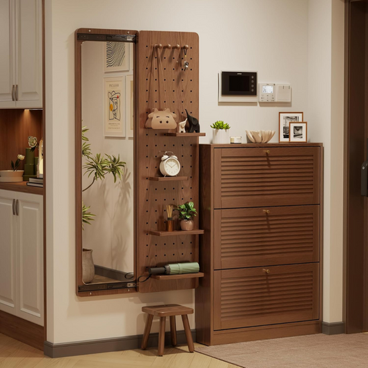 Wood Mirror with Shelf -Wall Mounted