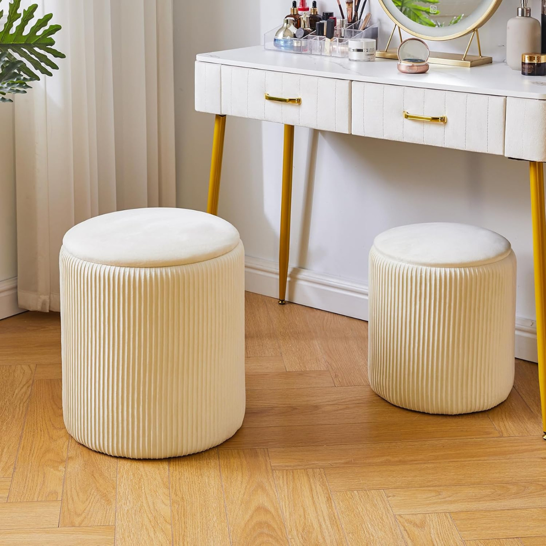 Set of 2 Round Ottoman with Storage