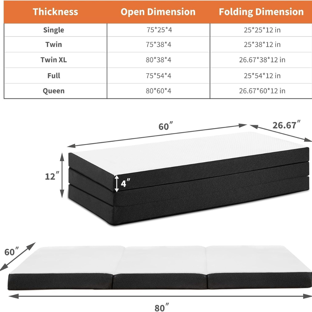 Tri-fold Memory Foam Topper