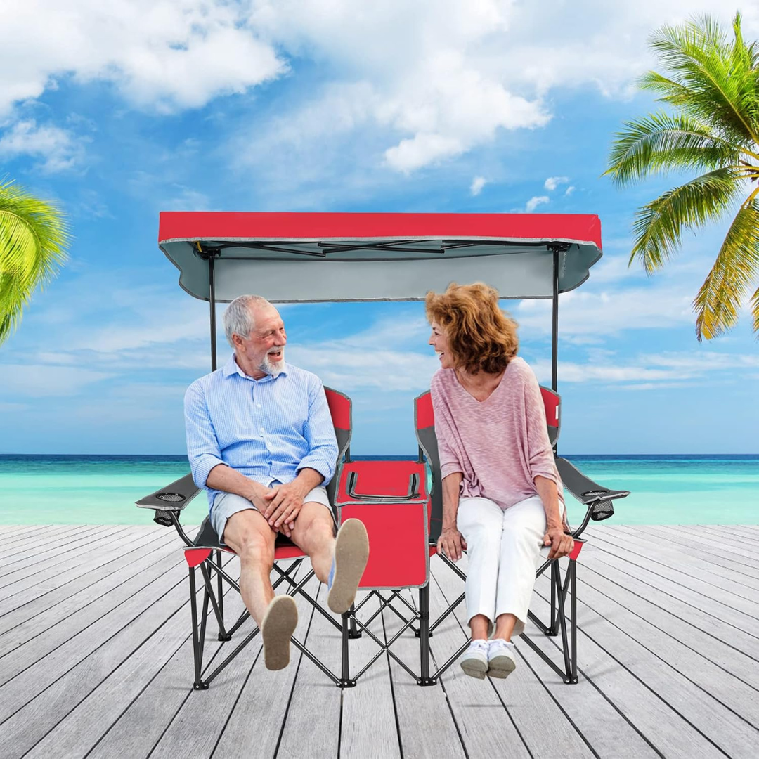 Double Camping Chair w/Shade Canopy