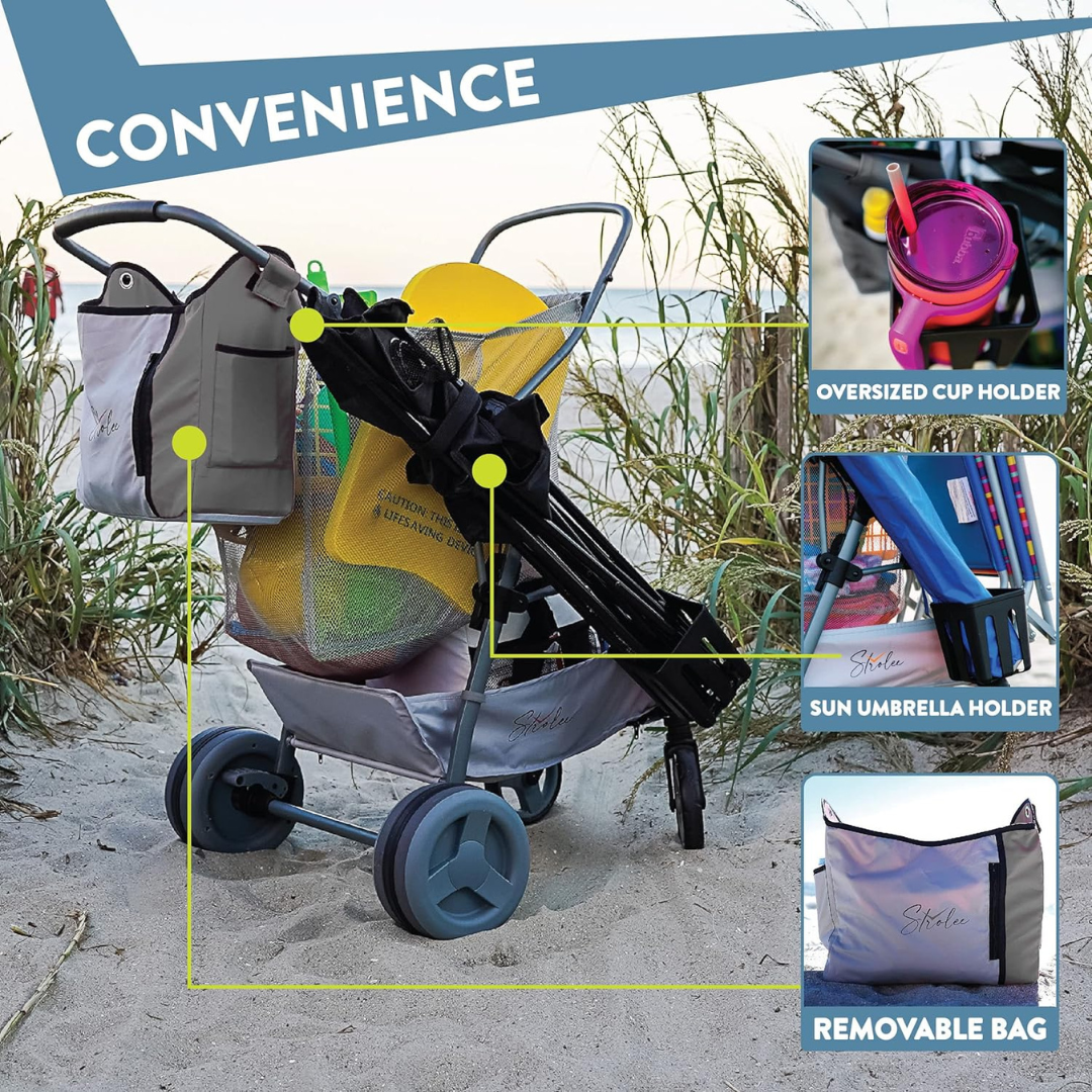 Wheeled Collapsible Beach Cart for Soft Sand, Fishing, Camping & Garden