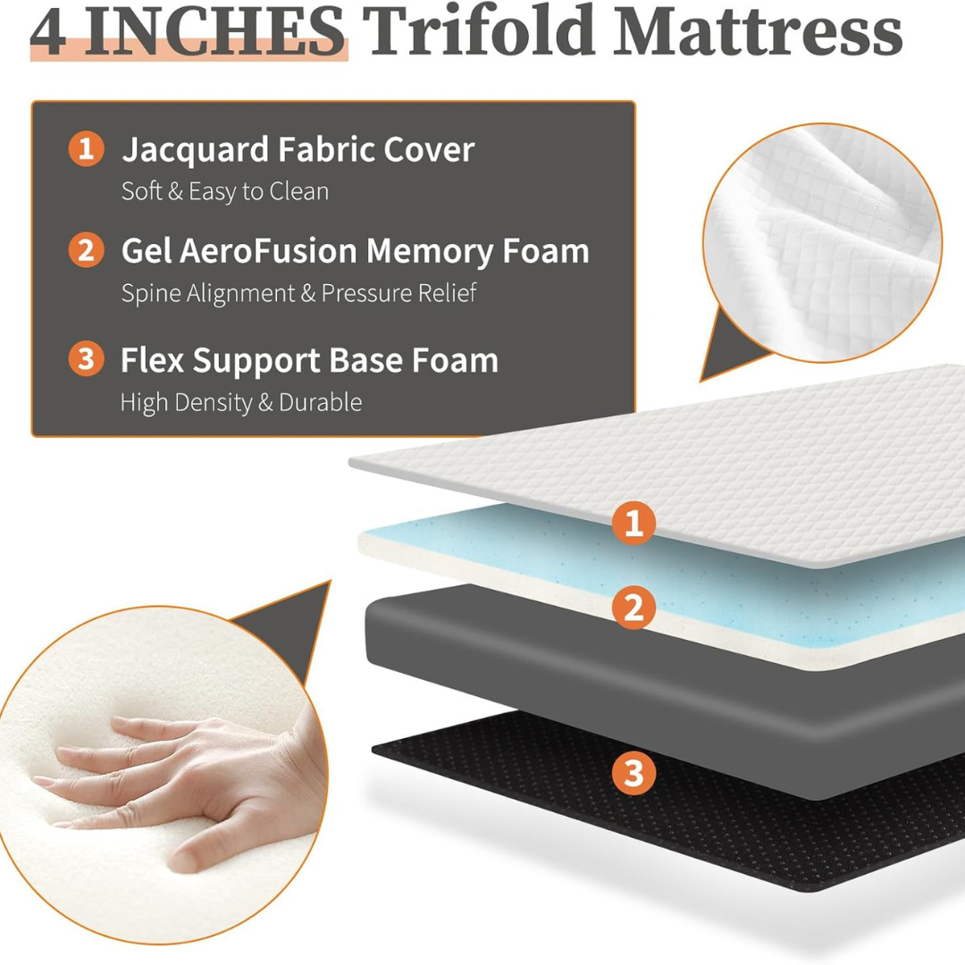 Tri-fold Memory Foam Topper