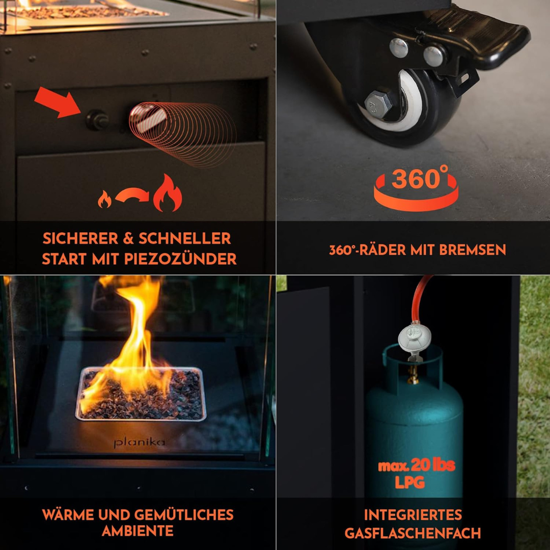 Portable and freestanding propane heater for garden