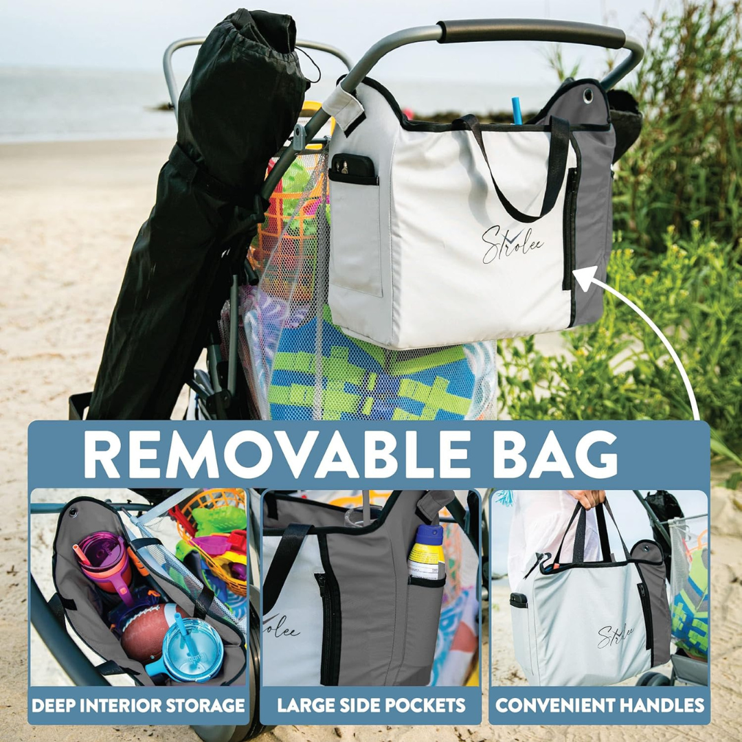 Wheeled Collapsible Beach Cart for Soft Sand, Fishing, Camping & Garden