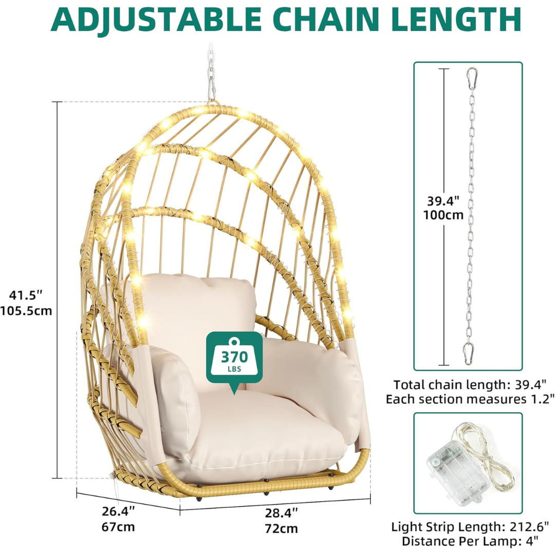 Hanging Rattan Wicker Egg Chair