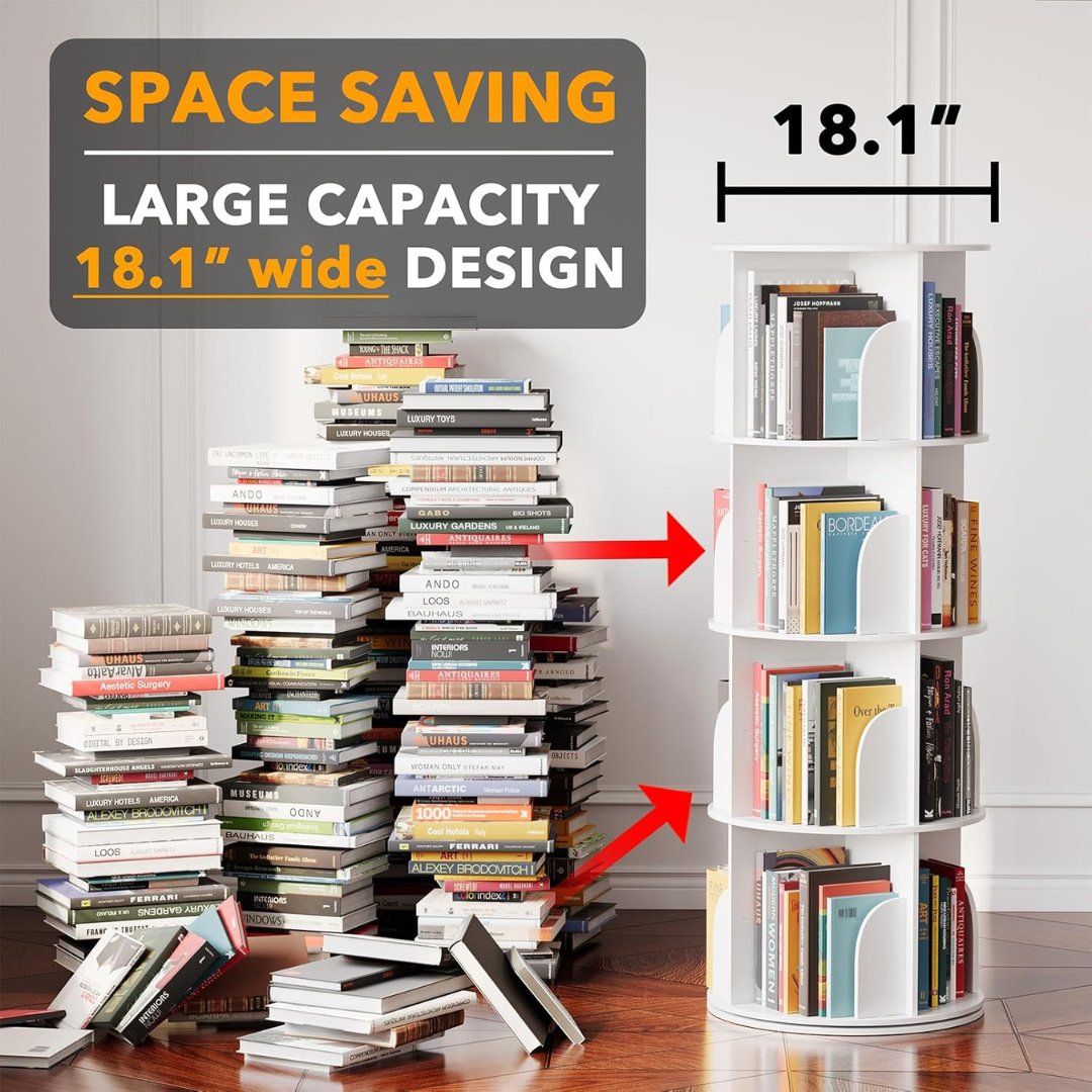 Rotating Bookshelf Tower