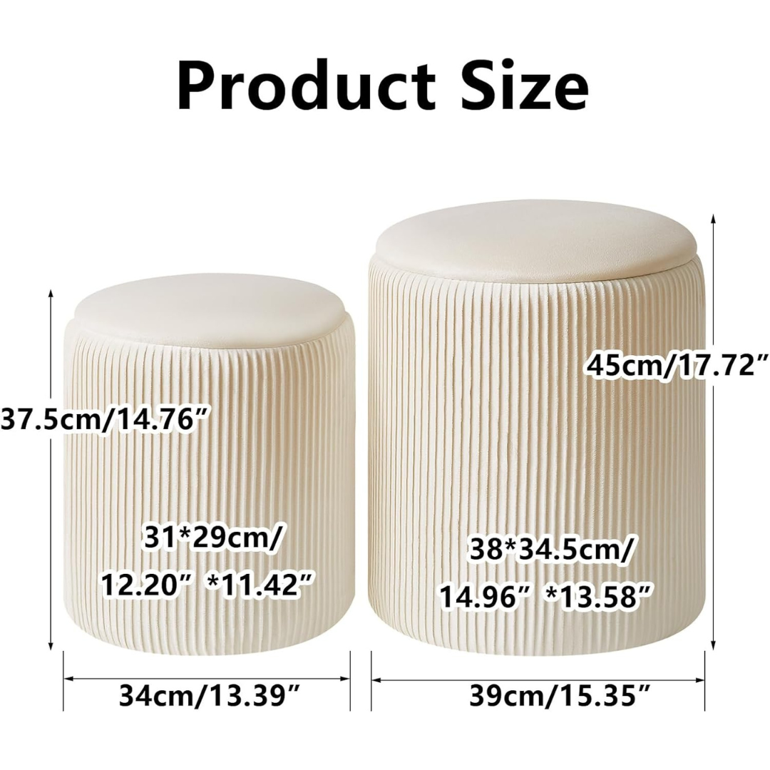 Set of 2 Round Ottoman with Storage