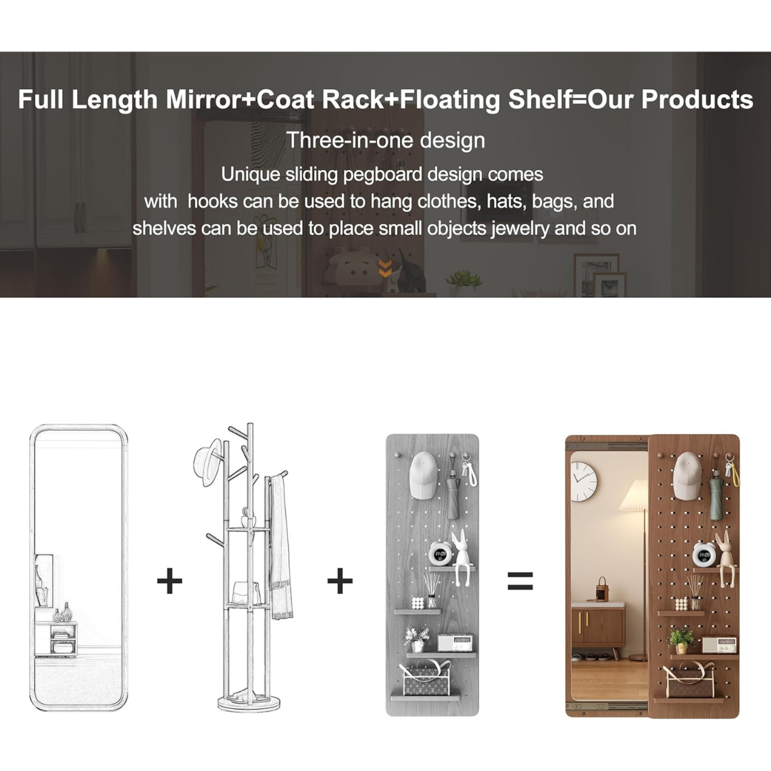 Wood Mirror with Shelf -Wall Mounted