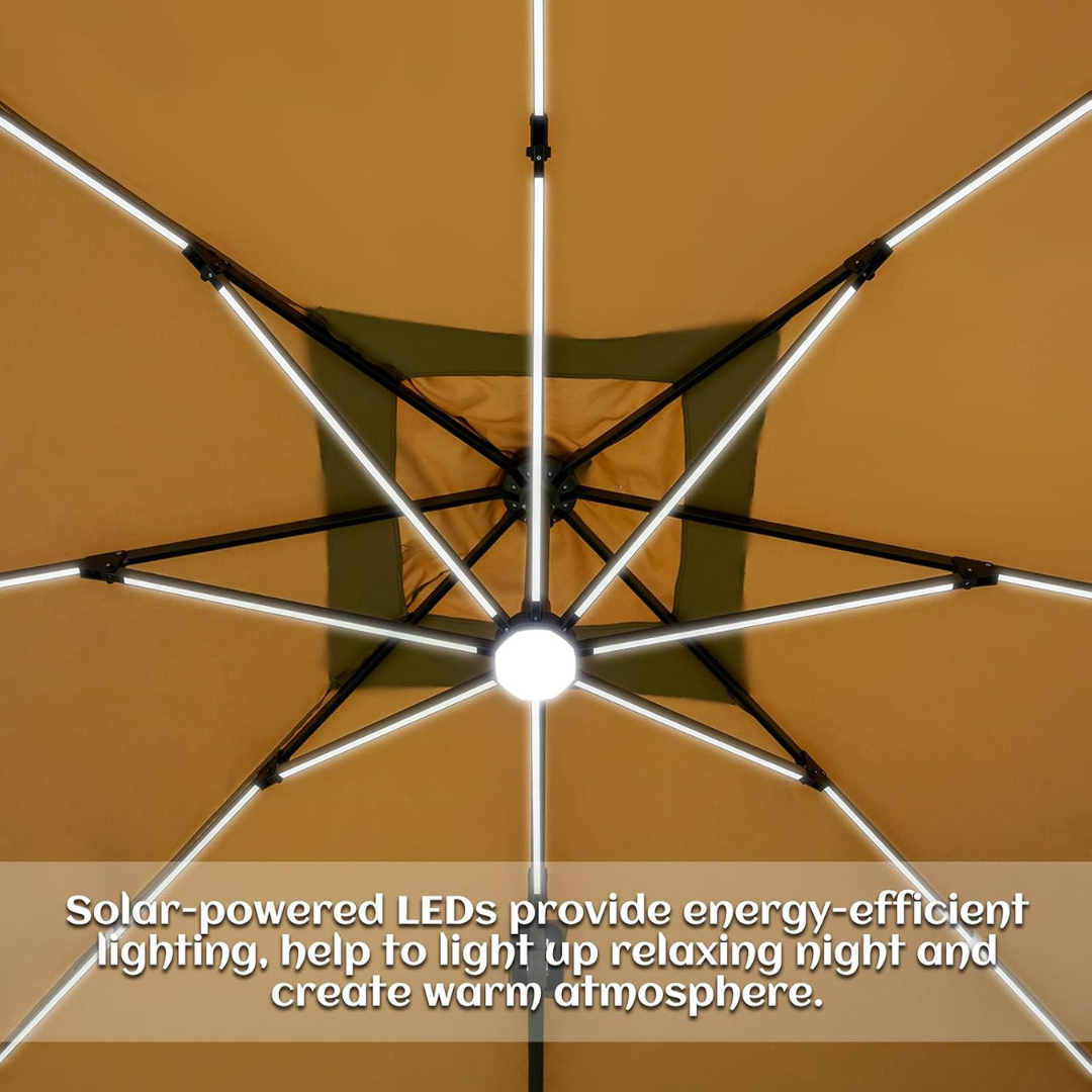 LED Solar Patio Umbrella -360°Rotation