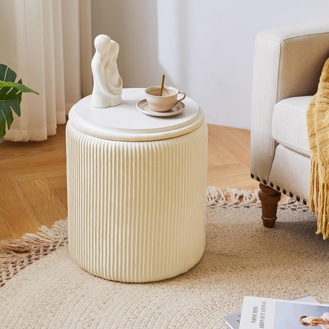 Set of 2 Round Ottoman with Storage