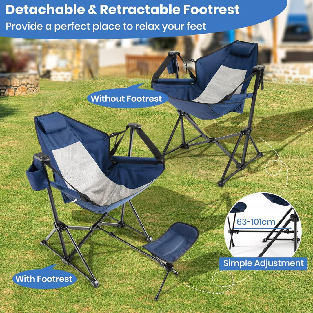 Folding Swing Chair with Retractable Footrest