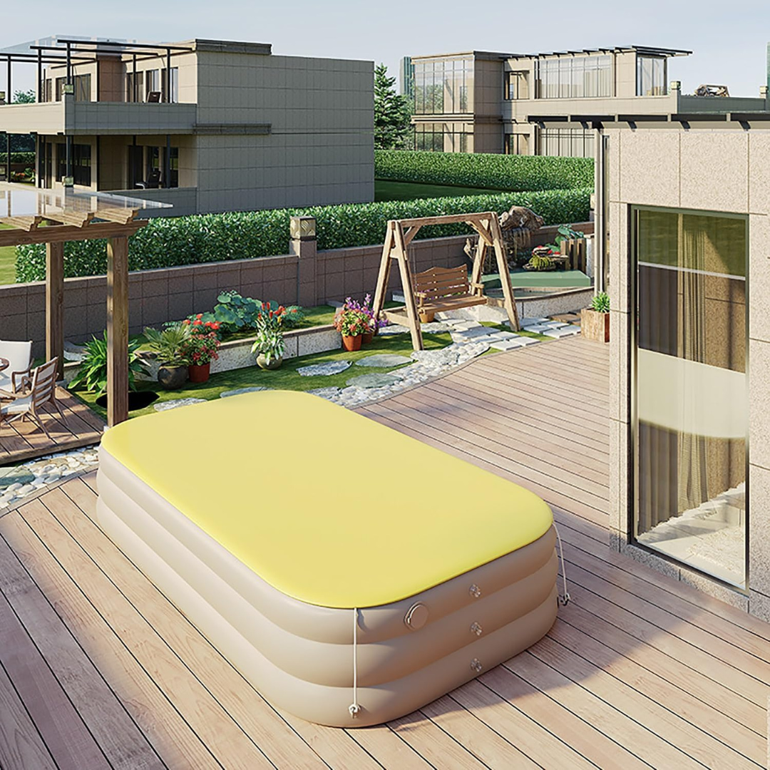 Full-Sized Inflatable Kiddie Pool with slide and sunshade