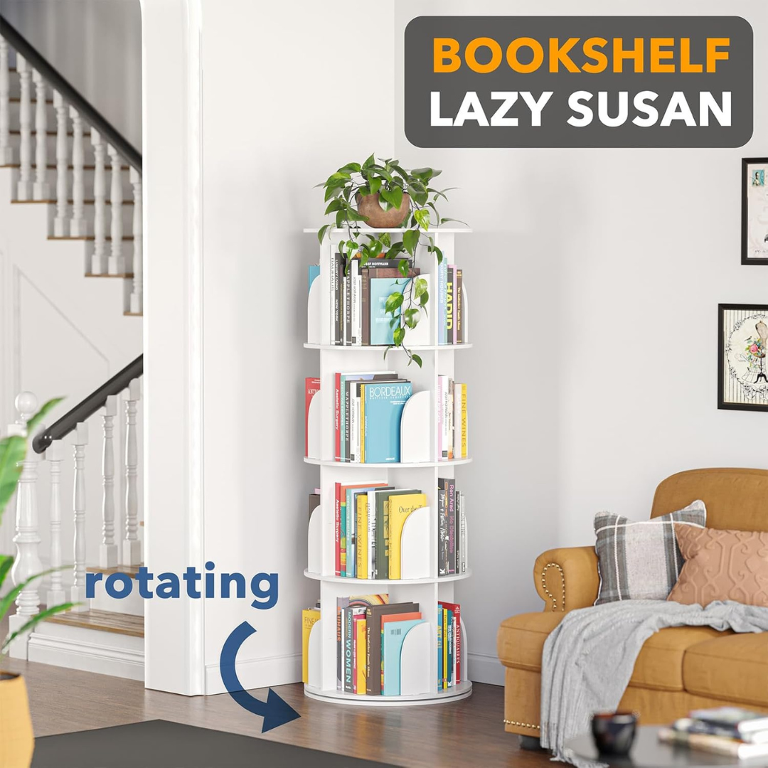 Rotating Bookshelf Tower