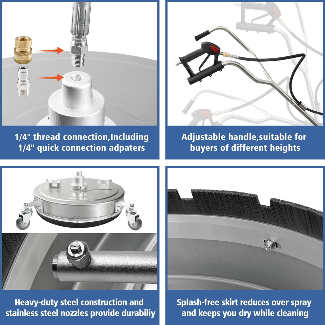 Pressure Washer Surface Cleaner with 4 Wheels