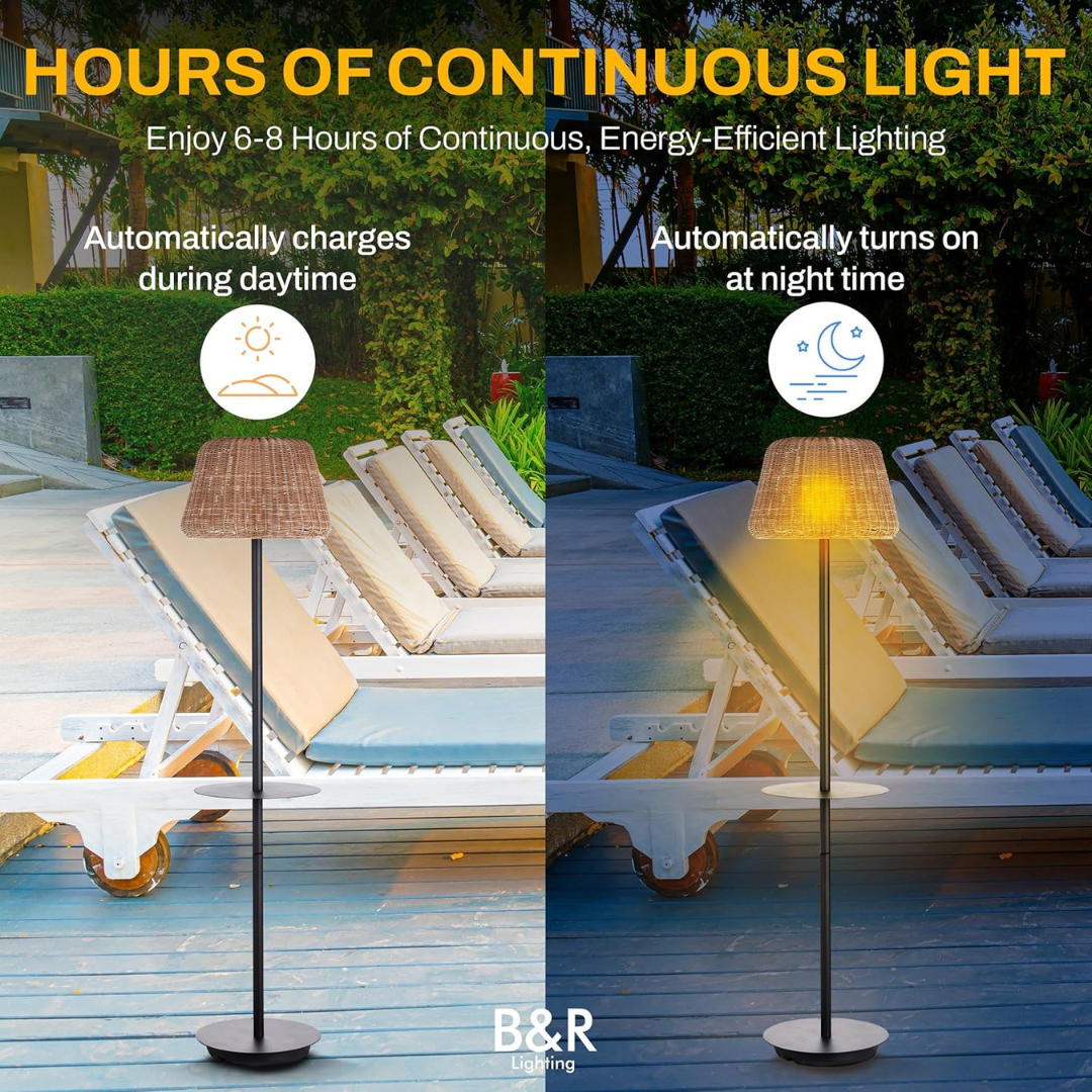 Solar Outdoor Floor Lamp with Table
