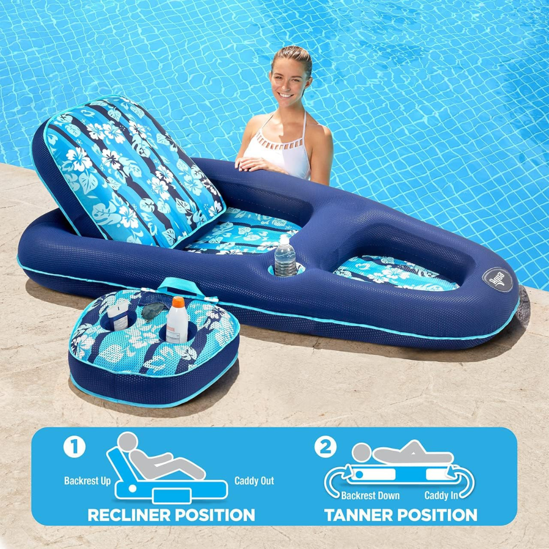 Tanner & Recliner with Accessory Caddy Pool Float