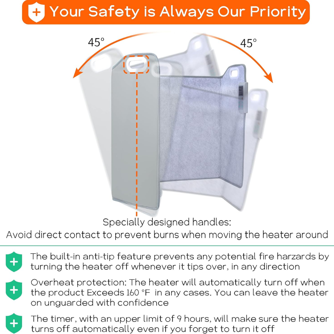 Portable 5-panel foot warmer