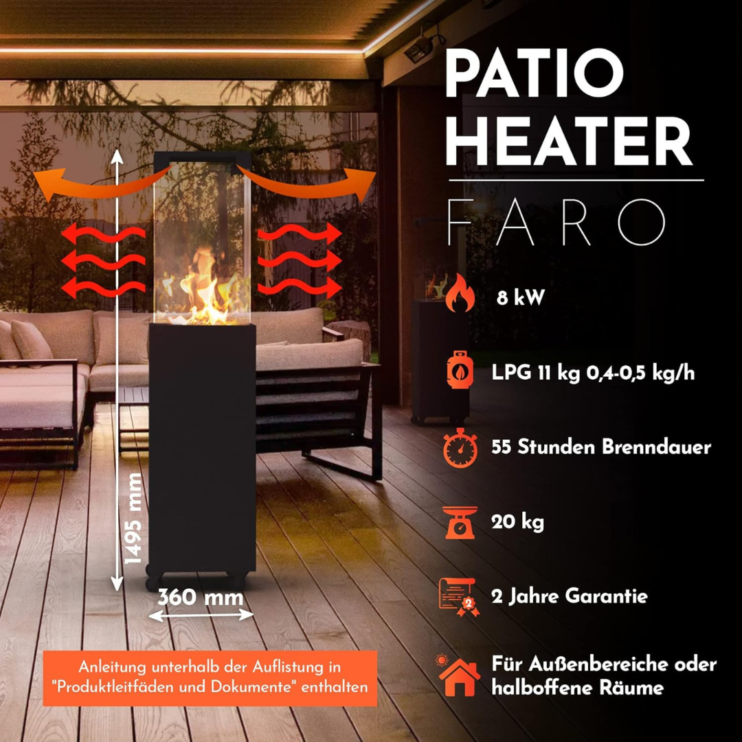Portable and freestanding propane heater for garden