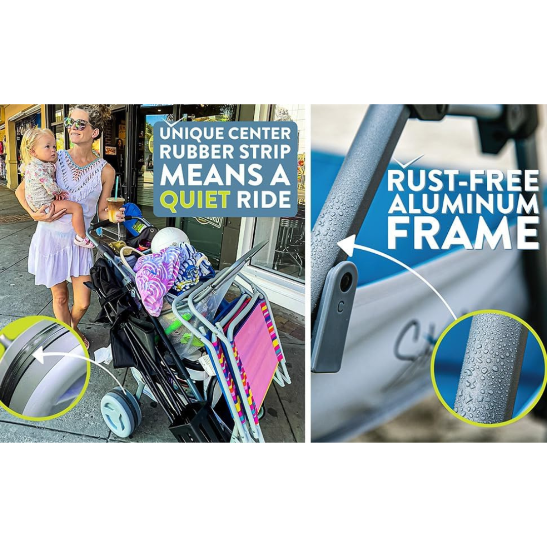 Wheeled Collapsible Beach Cart for Soft Sand, Fishing, Camping & Garden