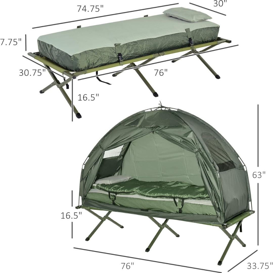 Elevated Tent with Sleeping Bag