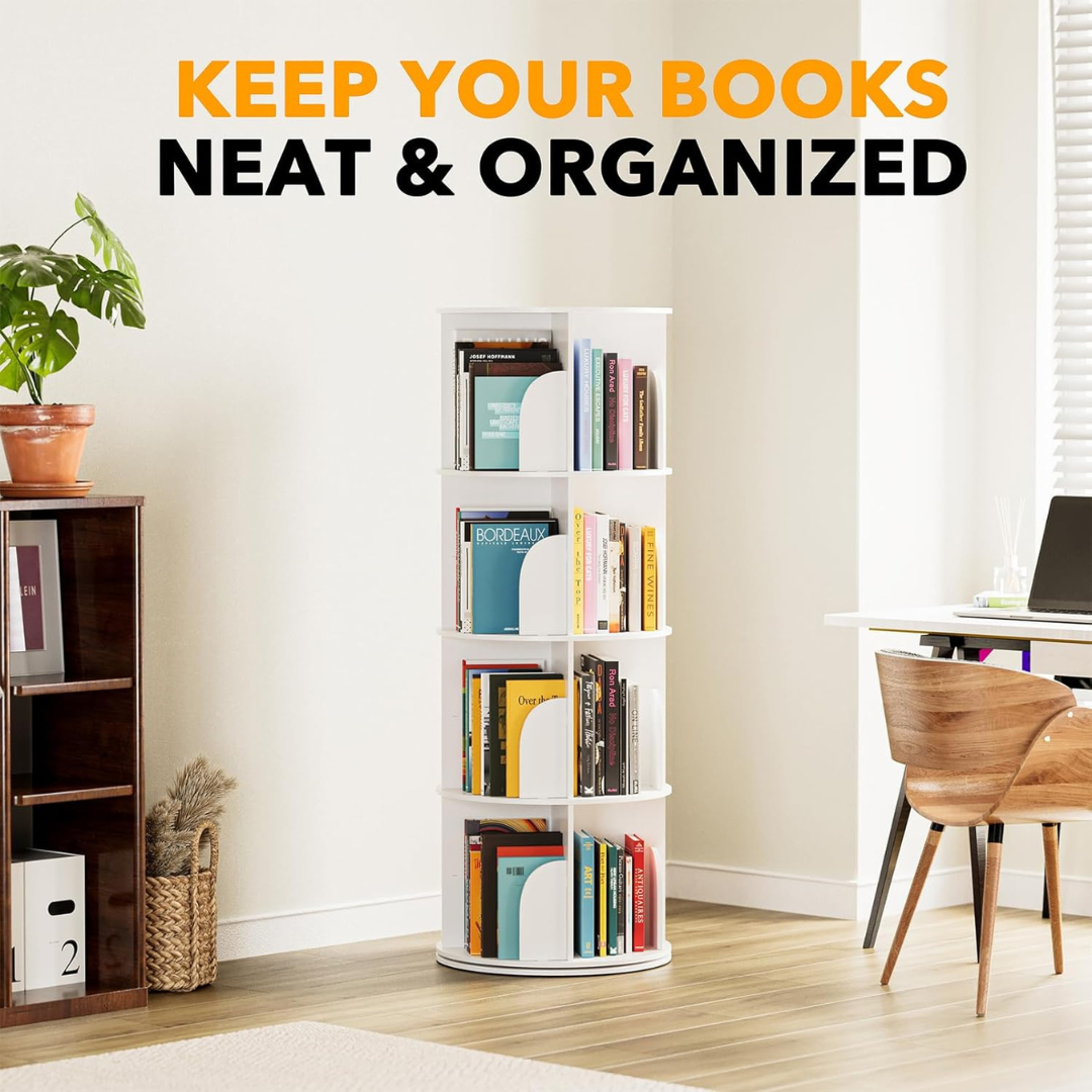 Rotating Bookshelf Tower