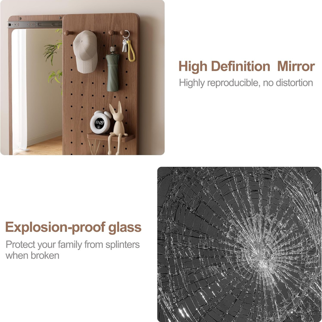 Wood Mirror with Shelf -Wall Mounted