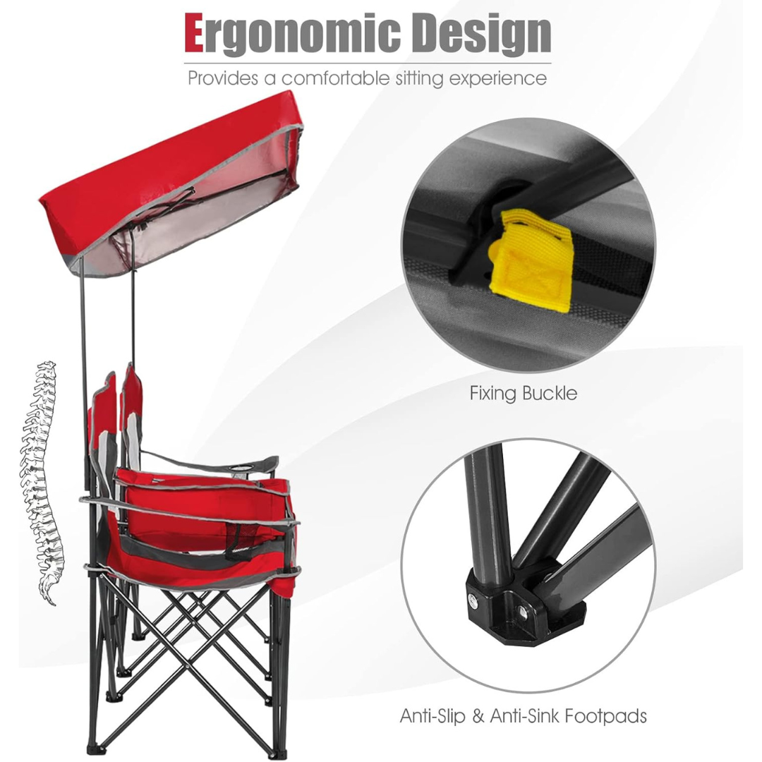 Double Camping Chair w/Shade Canopy