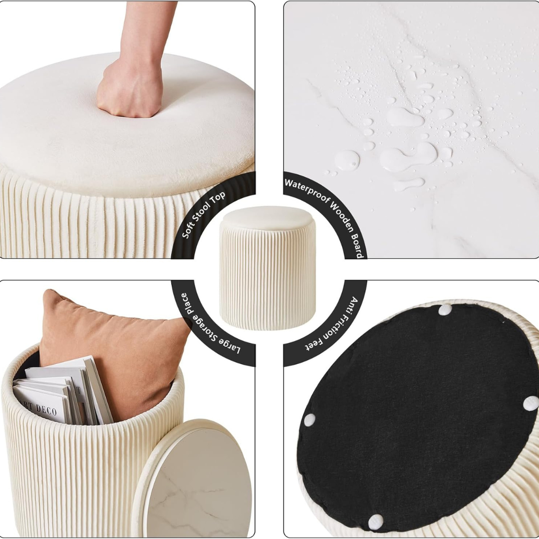 Set of 2 Round Ottoman with Storage