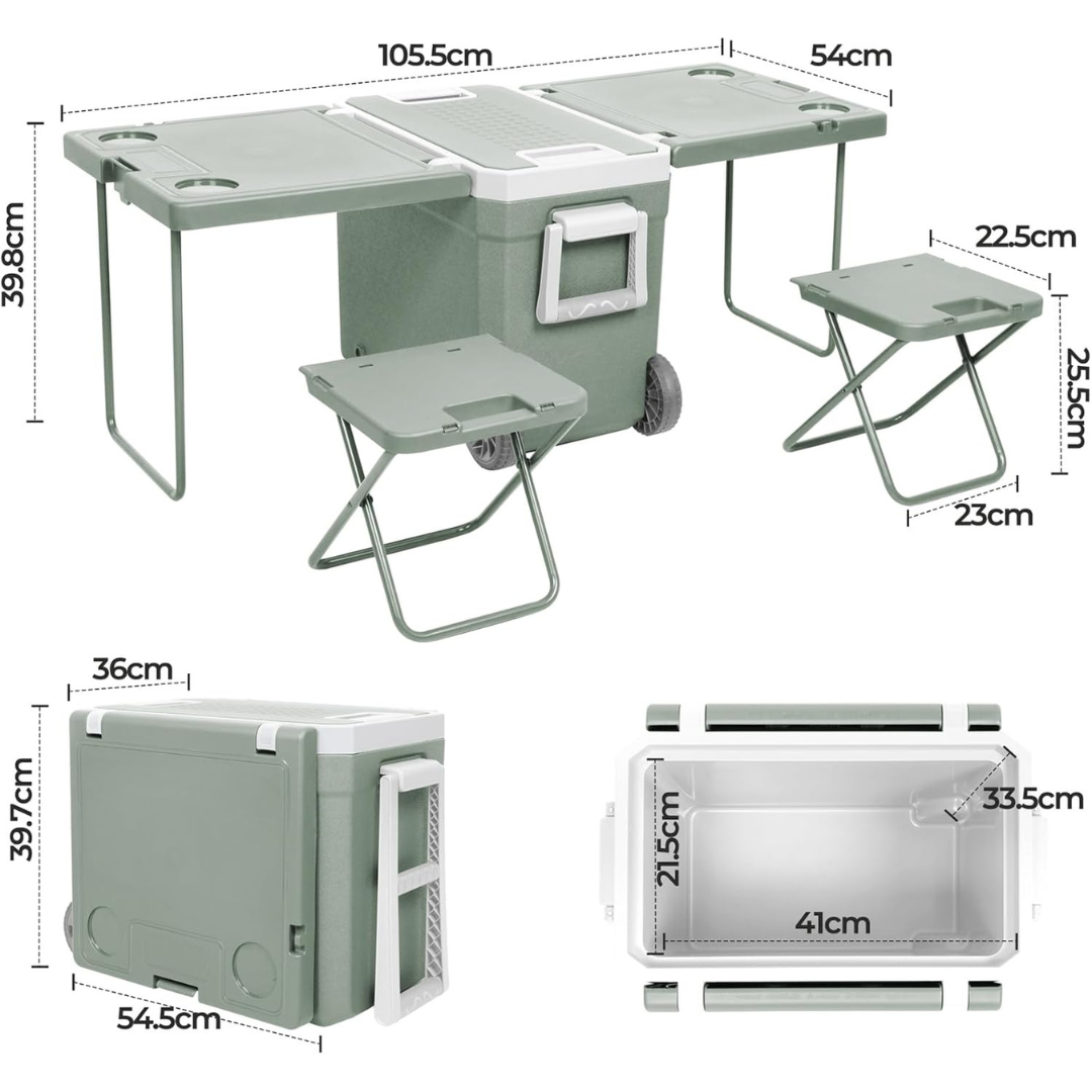 Ice Box with Table & Chairs - Portable Trolley