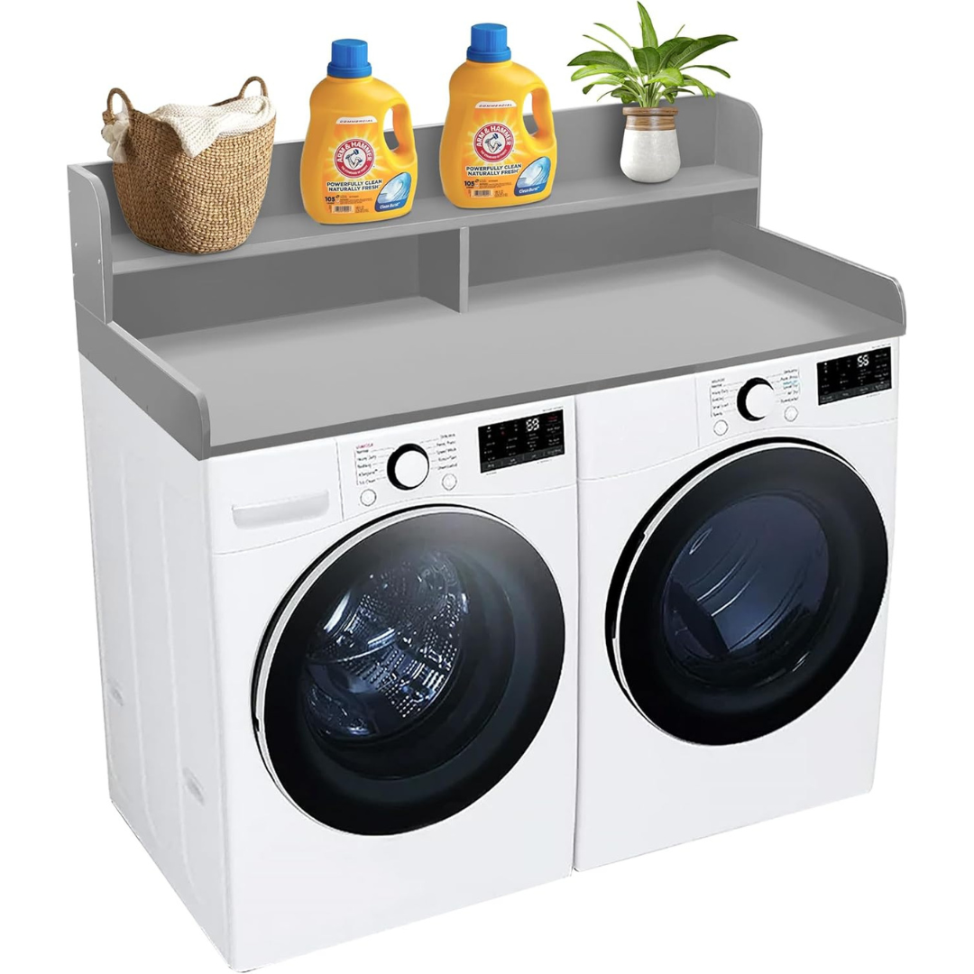 Laundry Countertop with 2-Tier Shelf