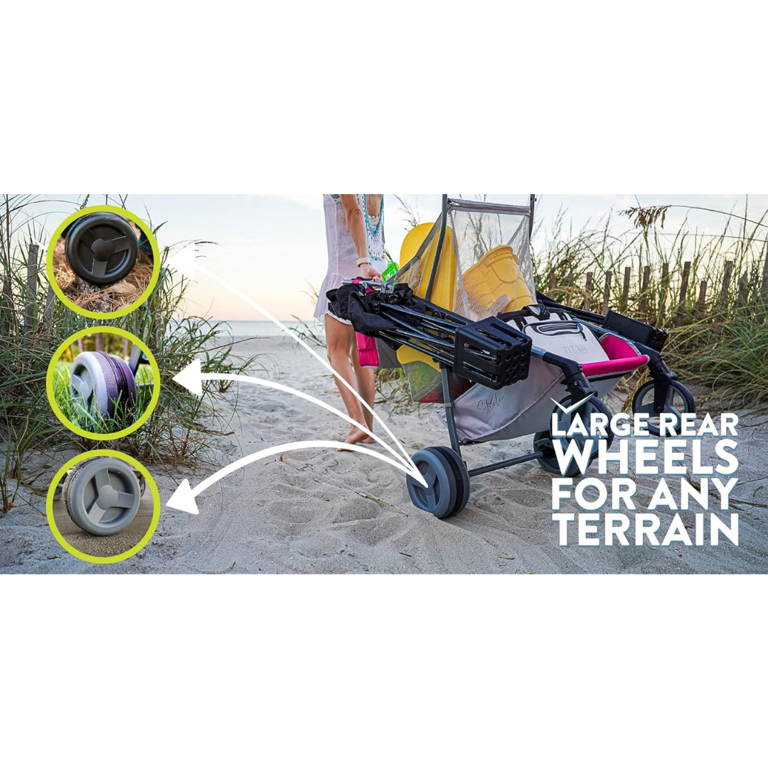Wheeled Collapsible Beach Cart for Soft Sand, Fishing, Camping & Garden