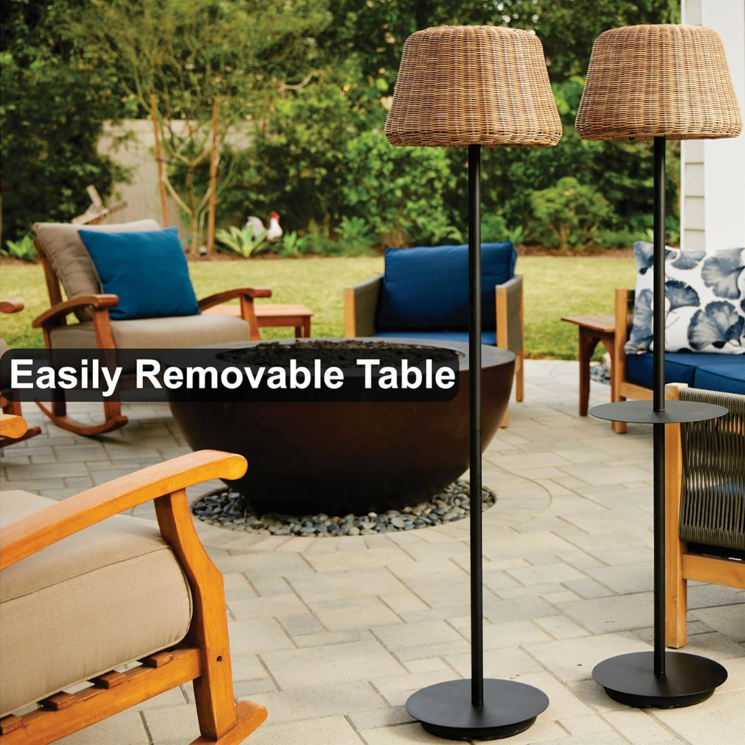 Solar Outdoor Floor Lamp with Table