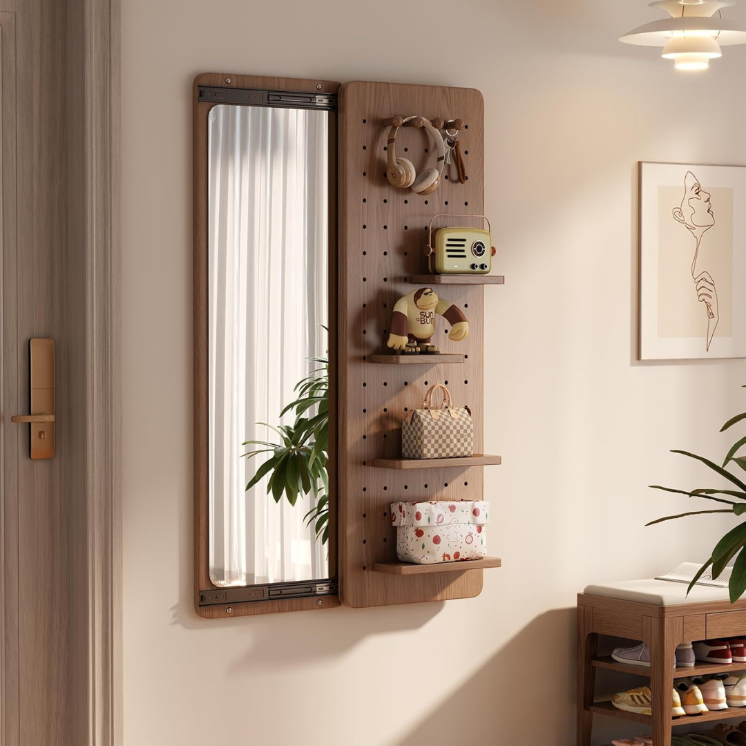 Wood Mirror with Shelf -Wall Mounted
