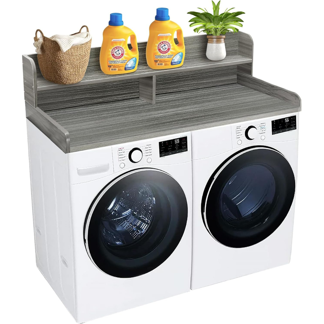 Laundry Countertop with 2-Tier Shelf