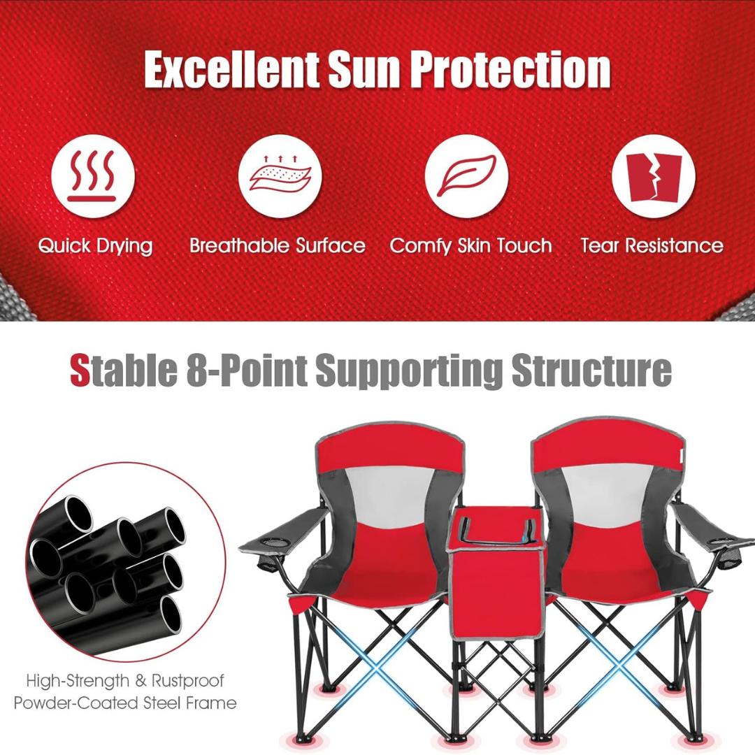 Double Camping Chair w/Shade Canopy